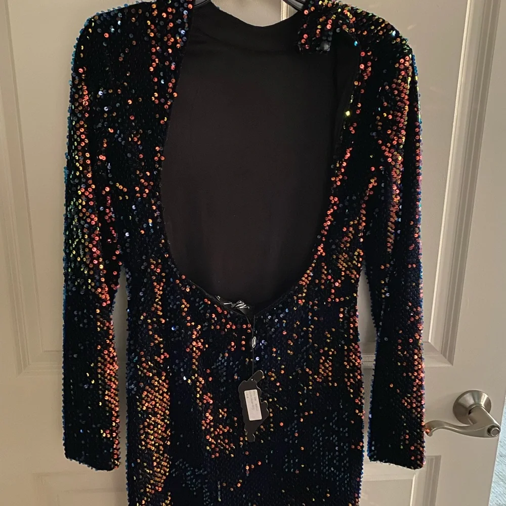 Motel Rocks Sequin Long Sleeve Mini Dress - Picture 6 of 8